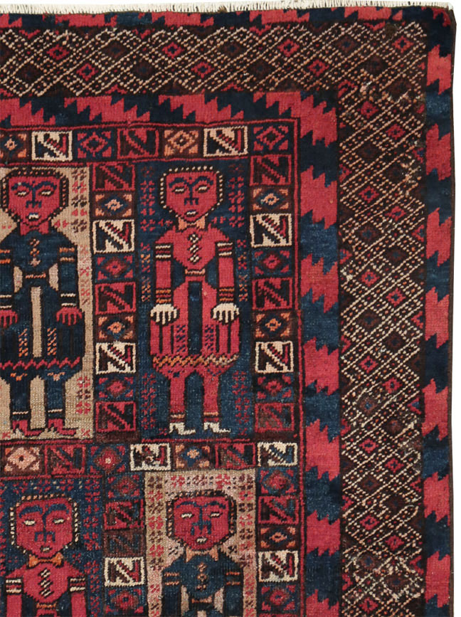 Vintage Central Asian Pictorial Turkoman Tribal Rug (Pair: 2 of 2), No.27070 - Gss