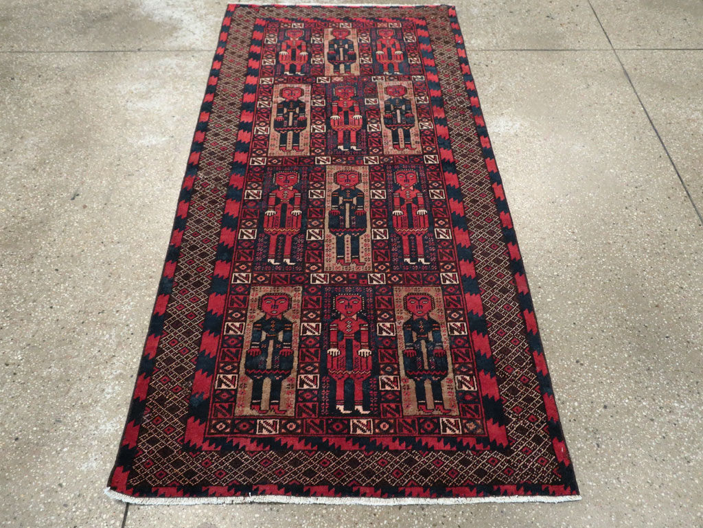 Vintage Central Asian Pictorial Turkoman Tribal Rug (Pair: 2 of 2), No.27070 - Gss