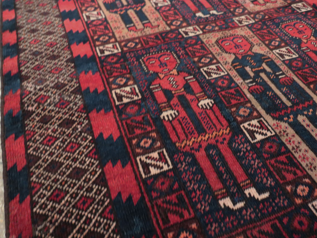 Vintage Central Asian Pictorial Turkoman Tribal Rug (Pair: 2 of 2), No.27070 - Gss