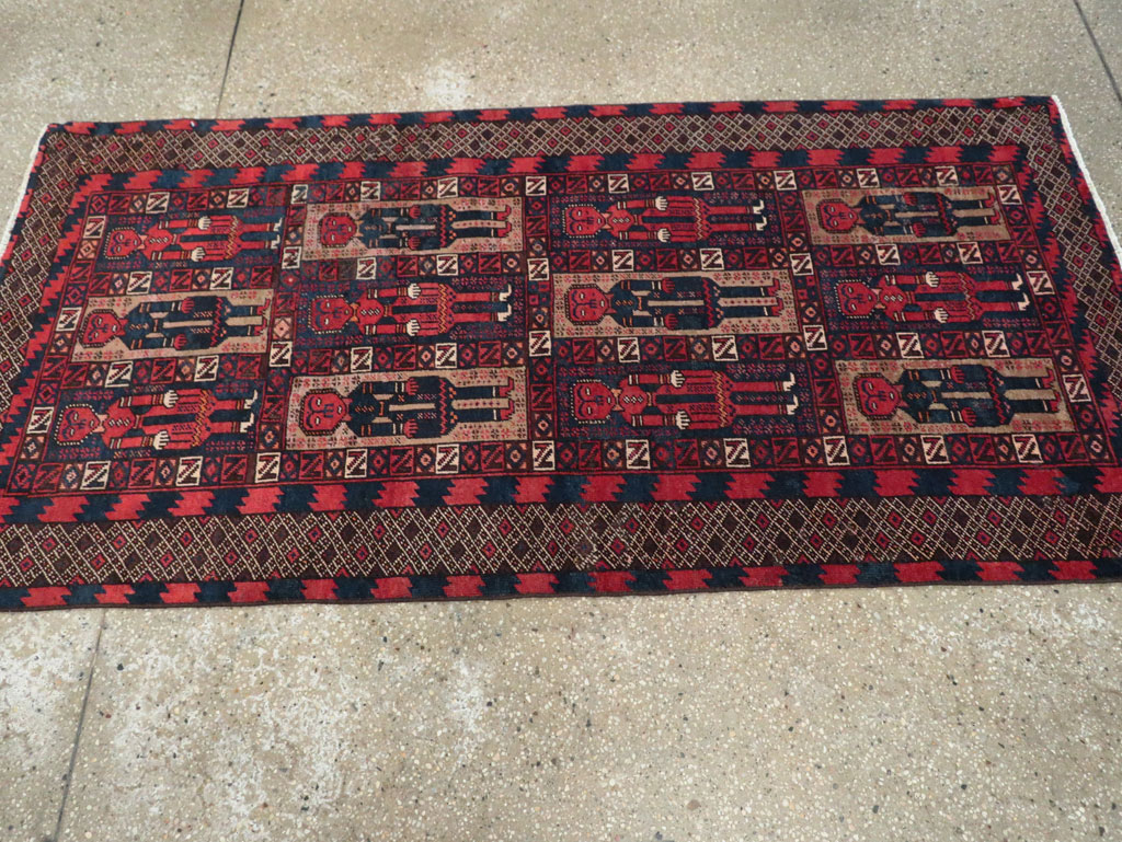 Vintage Central Asian Pictorial Turkoman Tribal Rug (Pair: 2 of 2), No.27070 - Gss