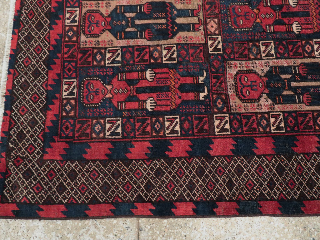 Vintage Central Asian Pictorial Turkoman Tribal Rug (Pair: 2 of 2), No.27070 - Gss