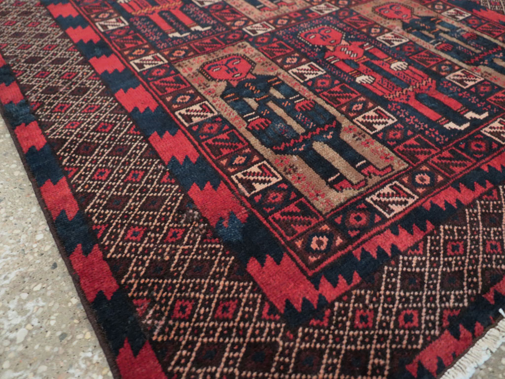 Vintage Central Asian Pictorial Turkoman Tribal Rug (Pair: 2 of 2), No.27070 - Gss