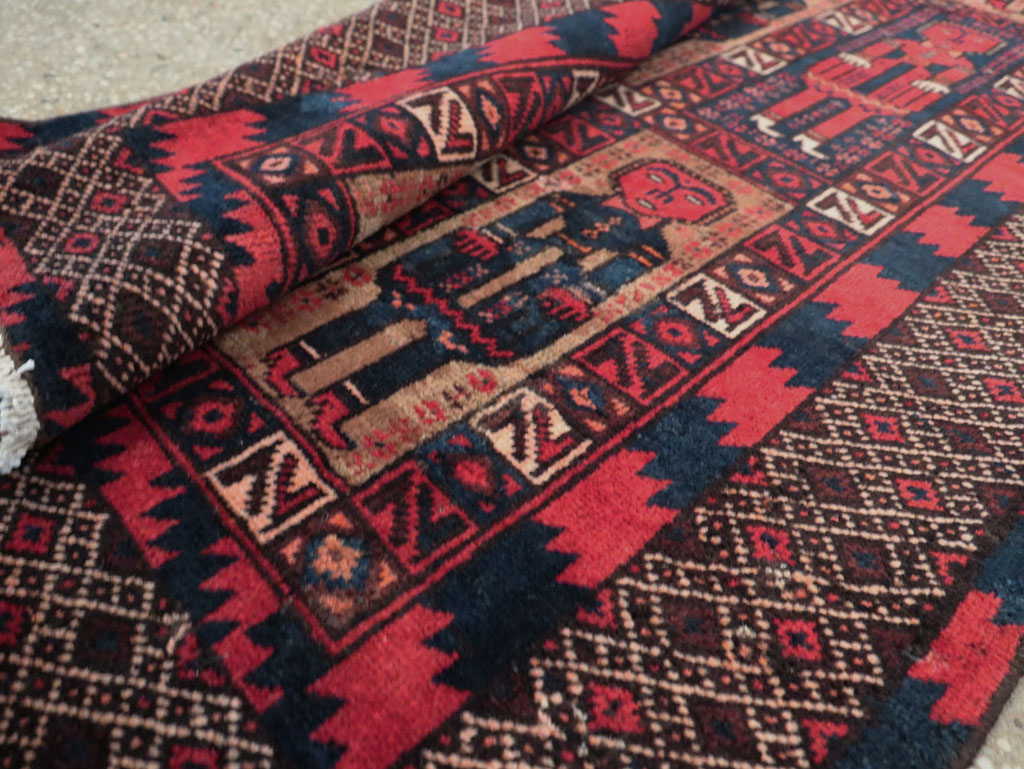 Vintage Central Asian Pictorial Turkoman Tribal Rug (Pair: 2 of 2), No.27070 - Gss