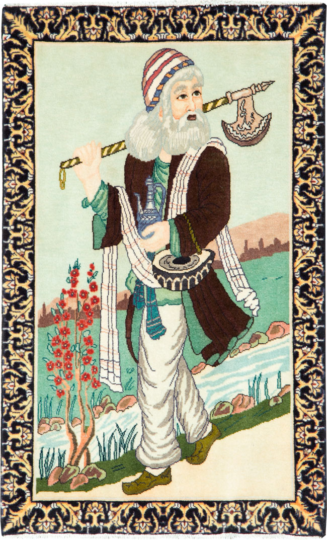 Vintage Persian Tabriz Pictorial Rug, No.27075 - Gss