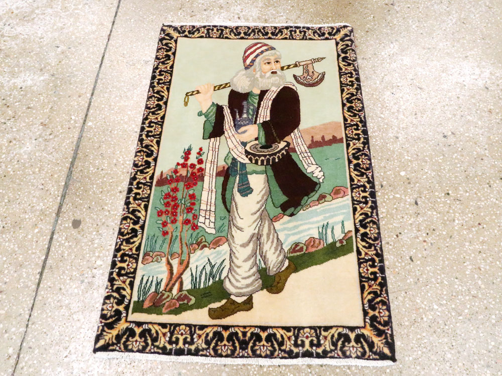 Vintage Persian Tabriz Pictorial Rug, No.27075 - Gss