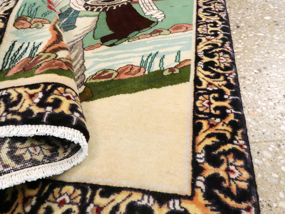 Vintage Persian Tabriz Pictorial Rug, No.27075 - Gss