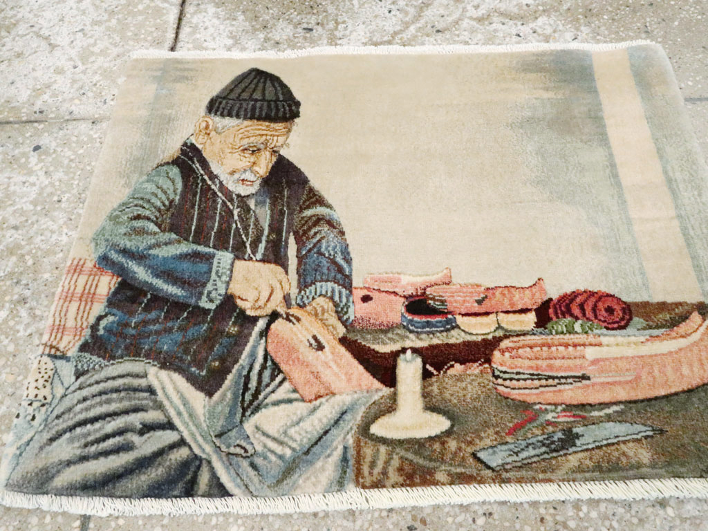 Vintage Persian Tabriz Pictorial Rug, No.27076 - Gss