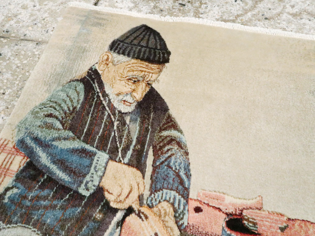 Vintage Persian Tabriz Pictorial Rug, No.27076 - Gss