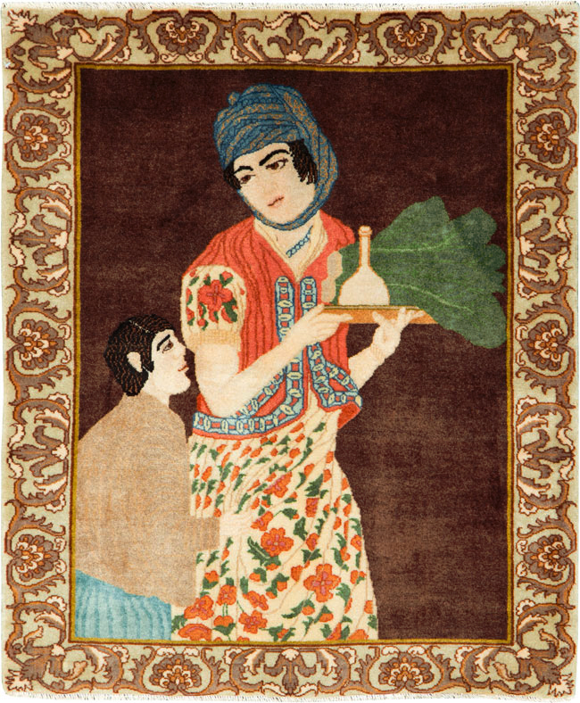 Vintage Persian Tabriz Pictorial Rug, No.27081 - Gss