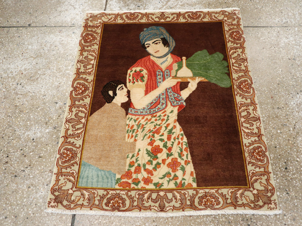 Vintage Persian Tabriz Pictorial Rug, No.27081 - Gss