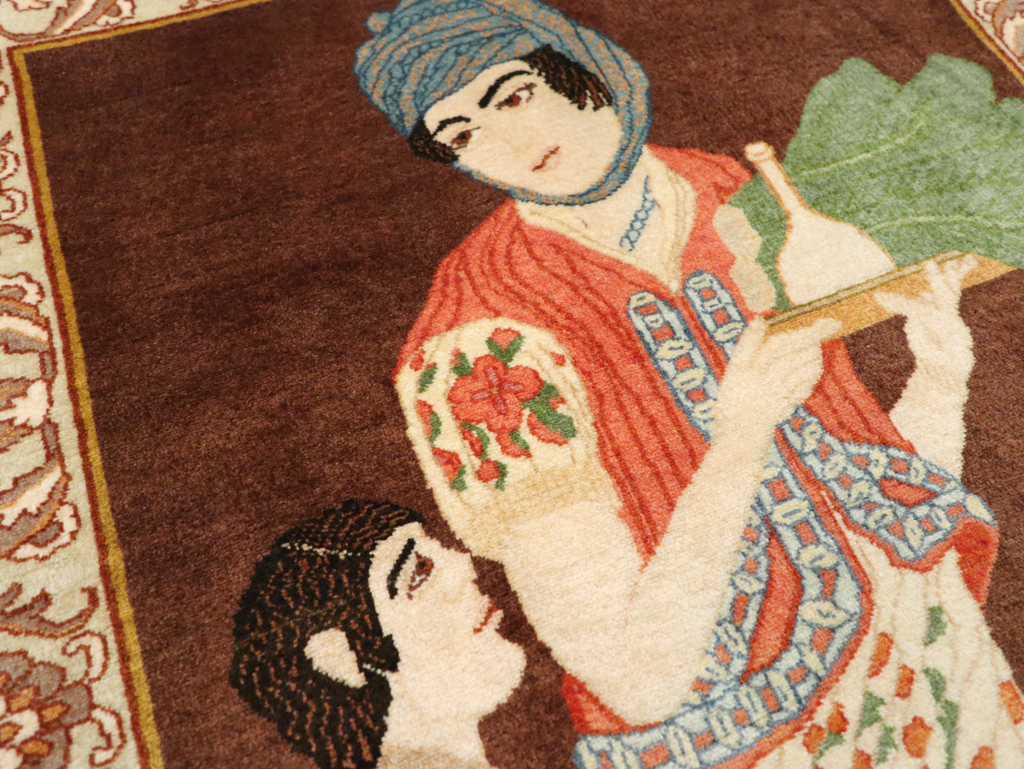 Vintage Persian Tabriz Pictorial Rug, No.27081 - Gss