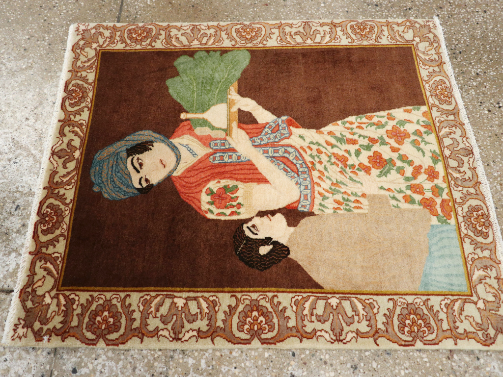 Vintage Persian Tabriz Pictorial Rug, No.27081 - Gss