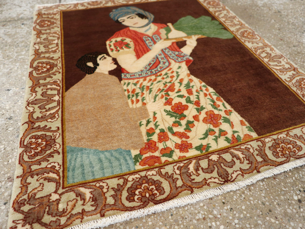 Vintage Persian Tabriz Pictorial Rug, No.27081 - Gss