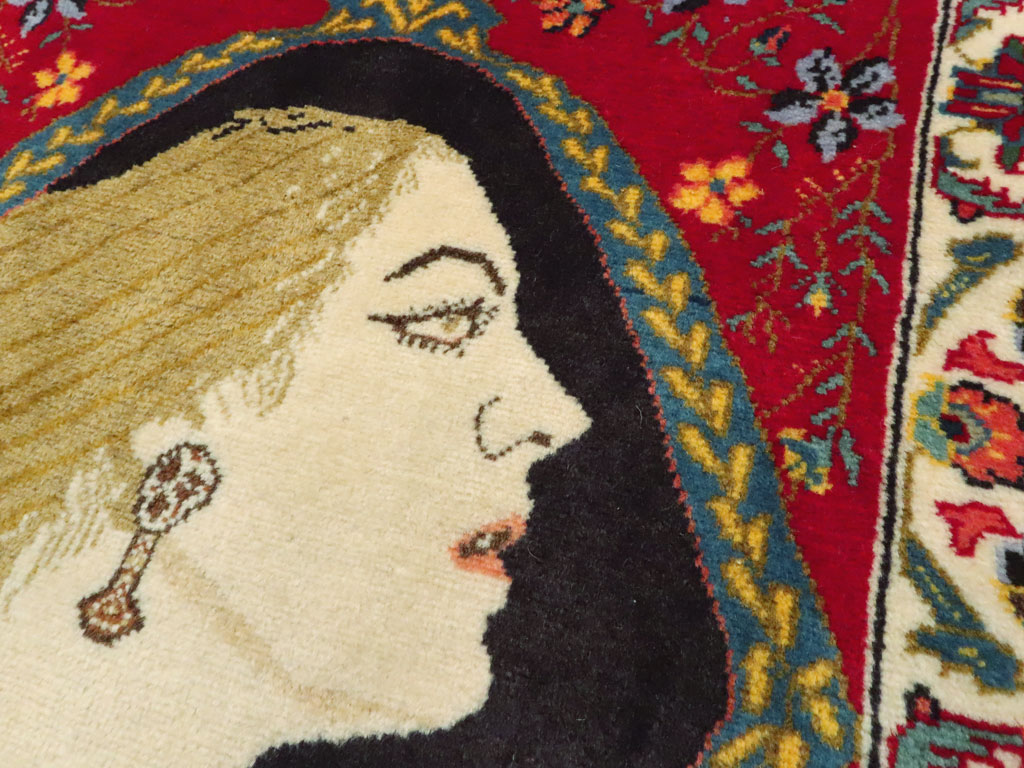 Vintage Persian Tabriz Pictorial Rug, No.27098 - Gss