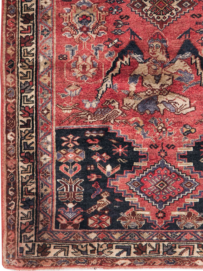 Vintage Persian Hamadan Pictorial Rug, No.27102 - Gss