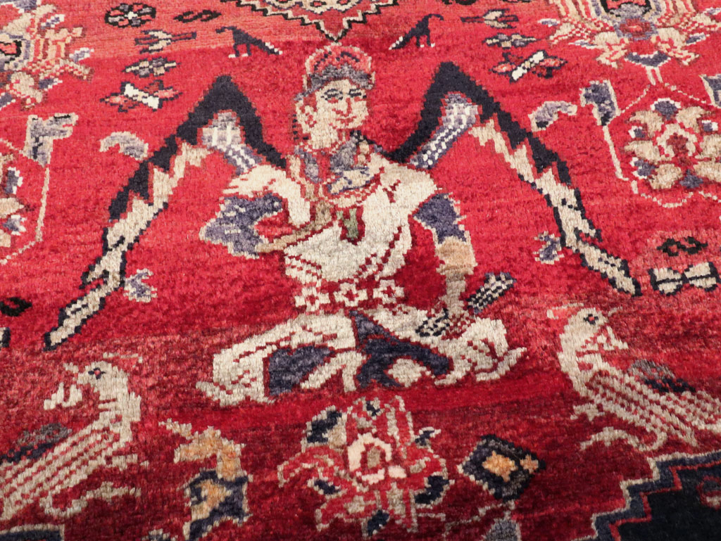 Vintage Persian Hamadan Pictorial Rug, No.27102 - Gss