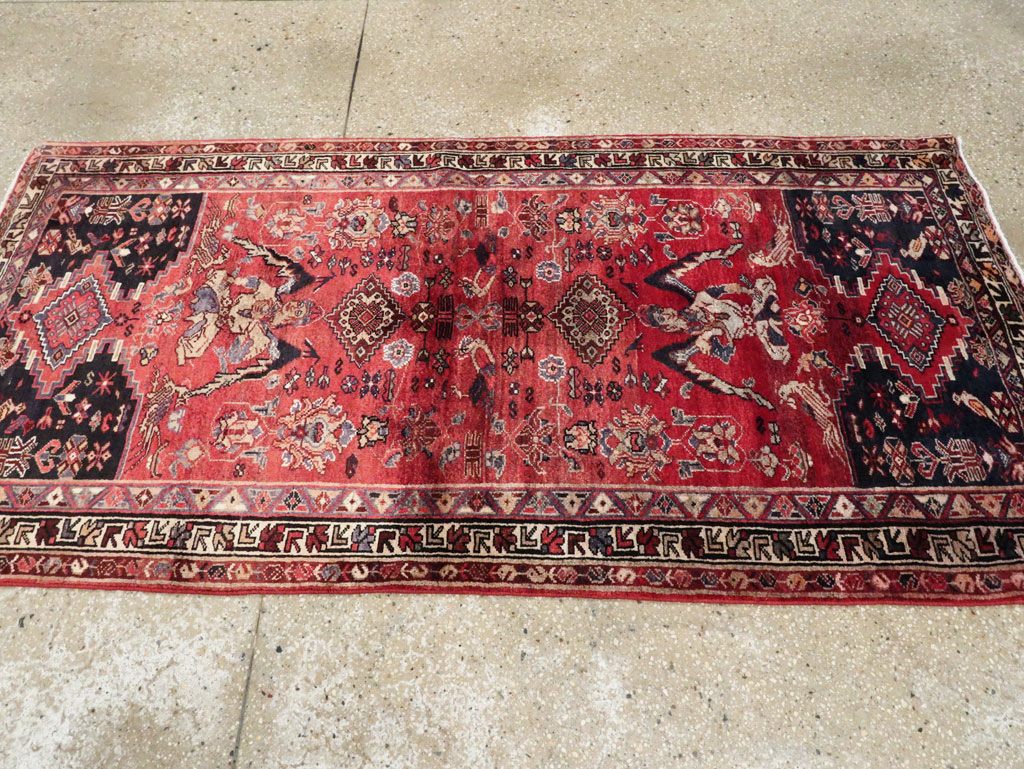 Vintage Persian Hamadan Pictorial Rug, No.27102 - Gss