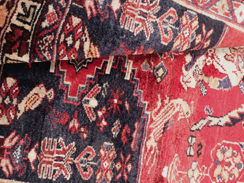 Vintage Persian Hamadan Pictorial Rug, No.27102 - Gss