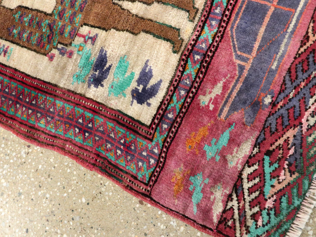 Vintage Persian Baluch Pictorial Rug, No.27105 - Gss