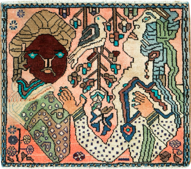 Vintage Persian Mahal Pictorial Rug, No.27114 - Gss