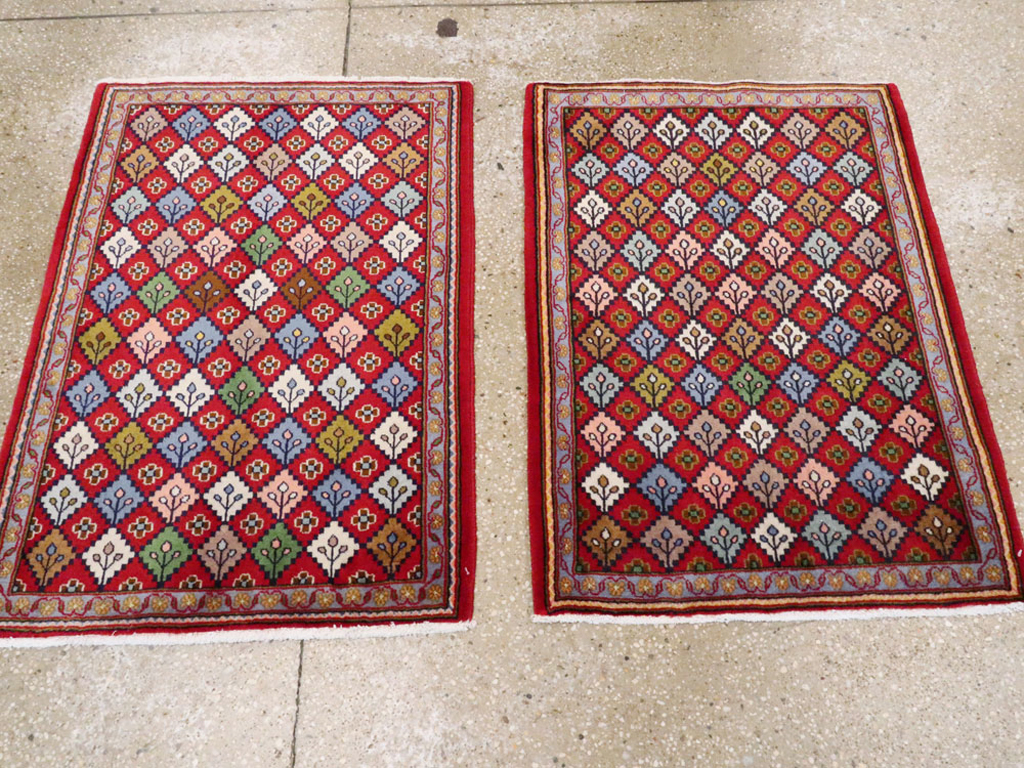 Vintage Persian Kashan Throw Rug (Pair: 1 of 2), No.27115 - Gss
