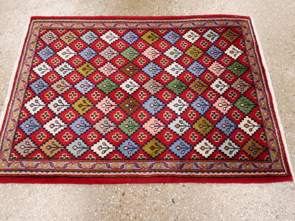 Vintage Persian Kashan Throw Rug (Pair: 2 of 2), No.27116 - Gss