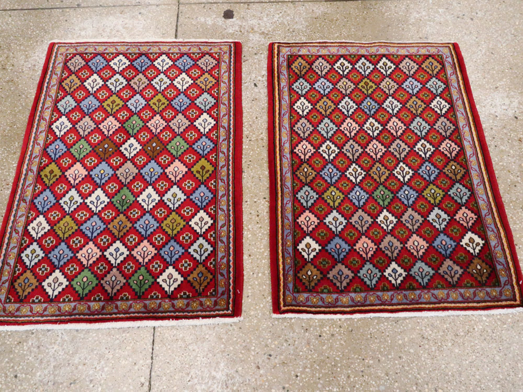 Vintage Persian Kashan Throw Rug (Pair: 2 of 2), No.27116 - Gss