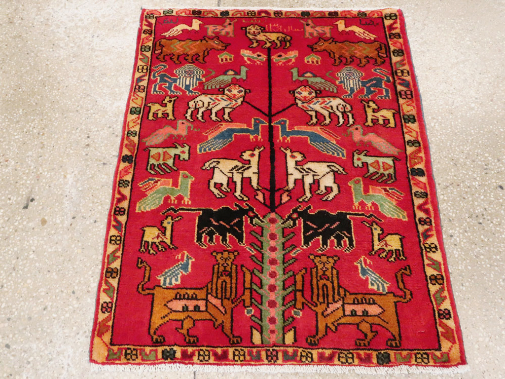 Vintage Persian Pictorial Hamadan Rug, No.27117 - Gss