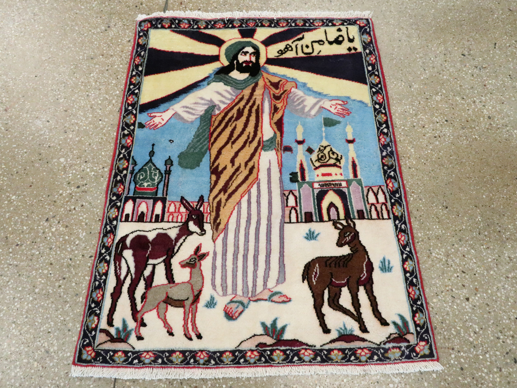 Vintage Persian Tabriz Pictorial Rug, No.27122 - Gss