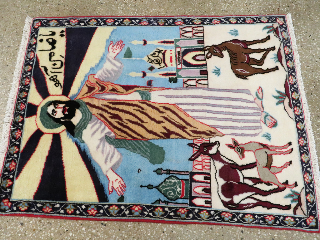 Vintage Persian Tabriz Pictorial Rug, No.27122 - Gss