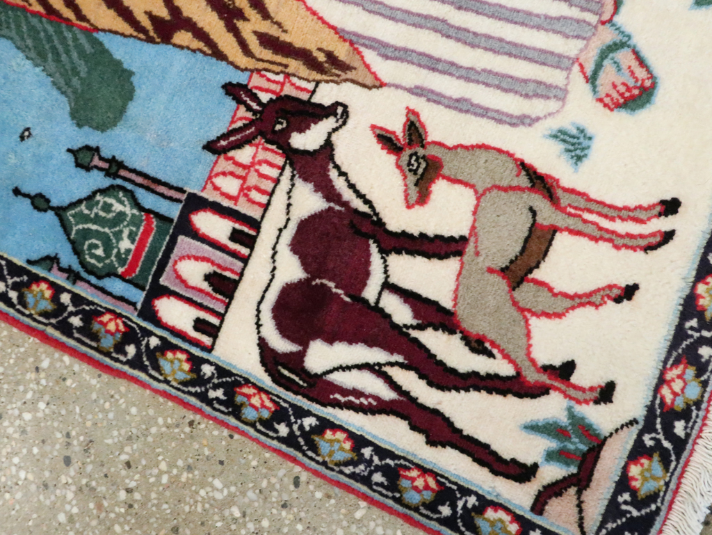 Vintage Persian Tabriz Pictorial Rug, No.27122 - Gss