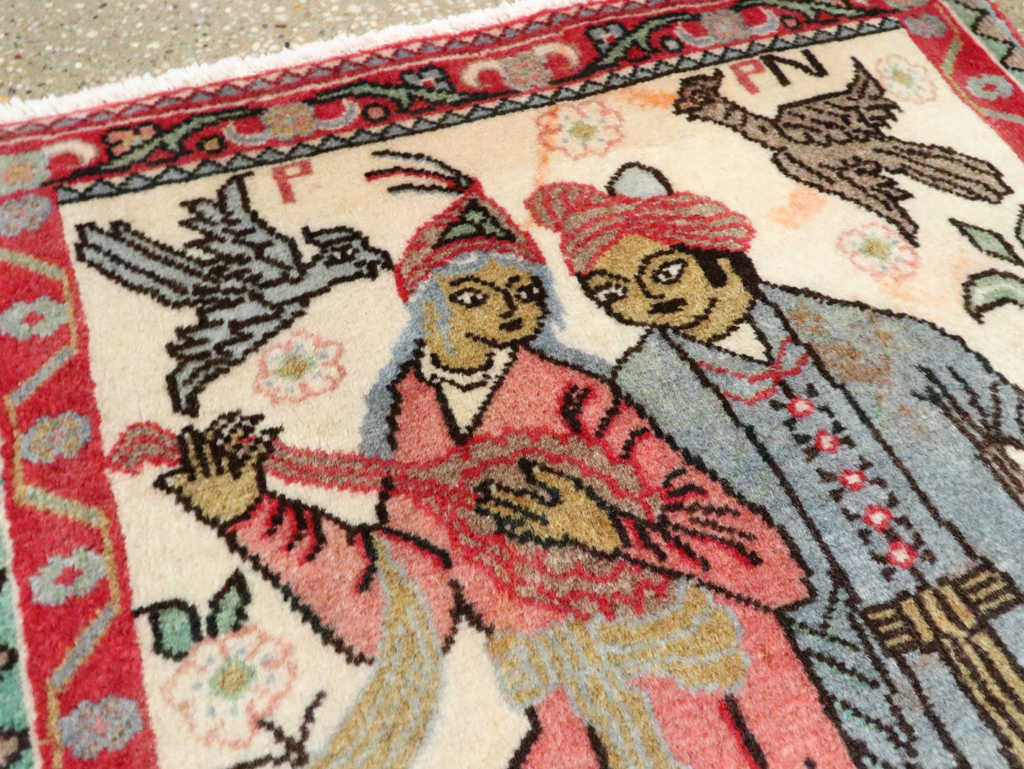 Vintage Persian Hamadan Pictorial Rug, No.27123 - Gss