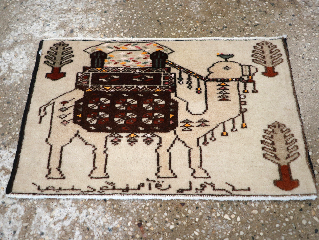 Vintage Persian Pictorial Baluch Rug (Pair: 1 of 2), No.27124 - Gss