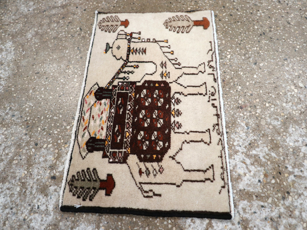 Vintage Persian Pictorial Baluch Rug (Pair: 1 of 2), No.27124 - Gss