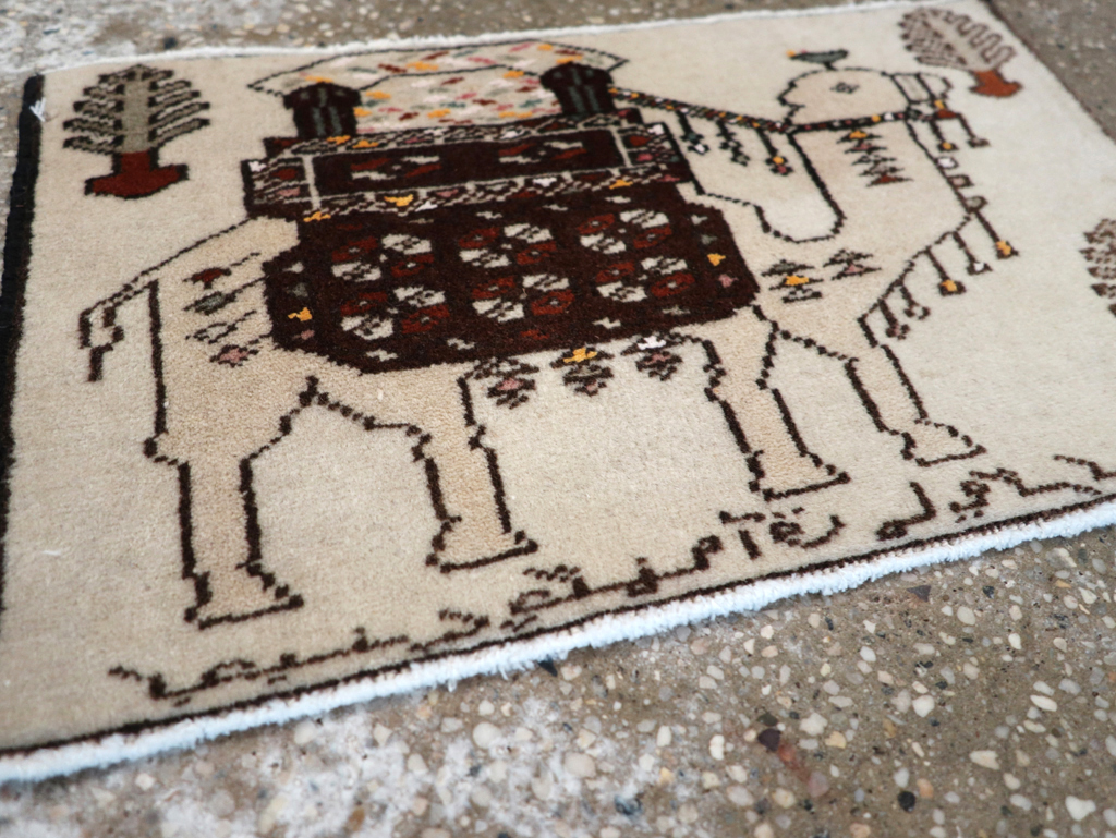 Vintage Persian Pictorial Baluch Rug (Pair: 1 of 2), No.27124 - Gss