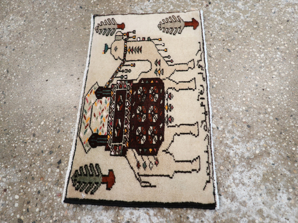 Vintage Persian Pictorial Baluch Rug (Pair: 2 of 2), No.27125 - Gss