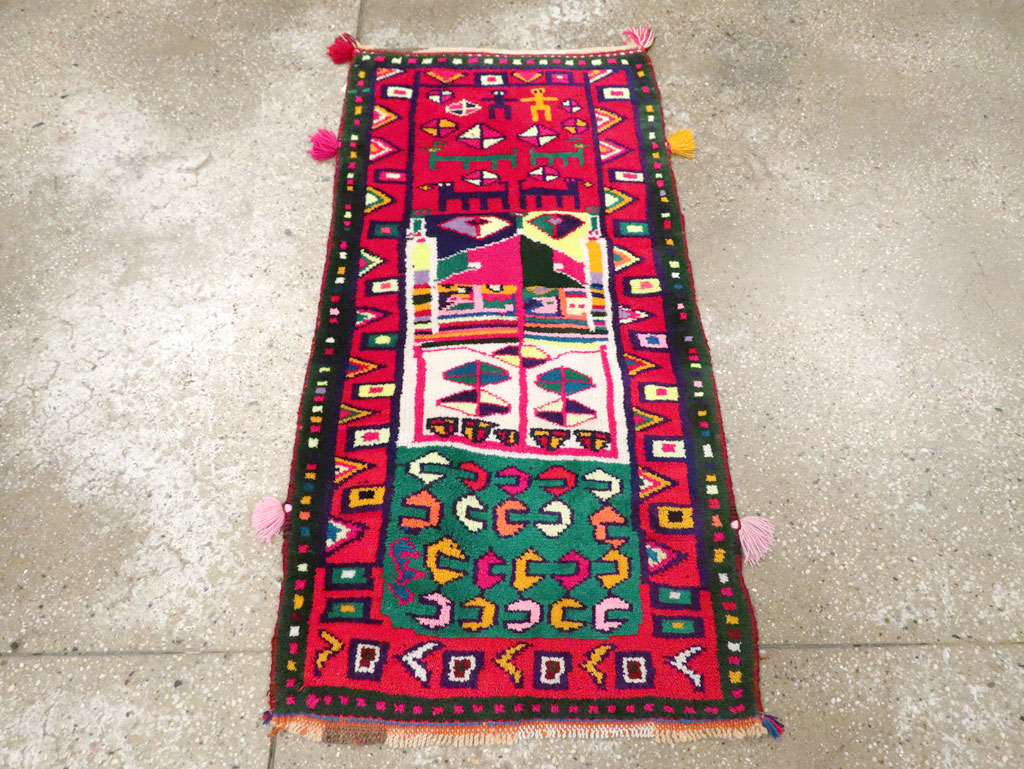 Vintage Persian Kurd Boho Chic Throw Rug, No.27129 - Gss