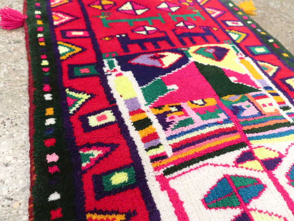 Vintage Persian Kurd Boho Chic Throw Rug, No.27129 - Gss