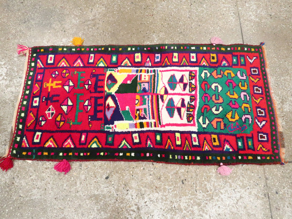 Vintage Persian Kurd Boho Chic Throw Rug, No.27129 - Gss