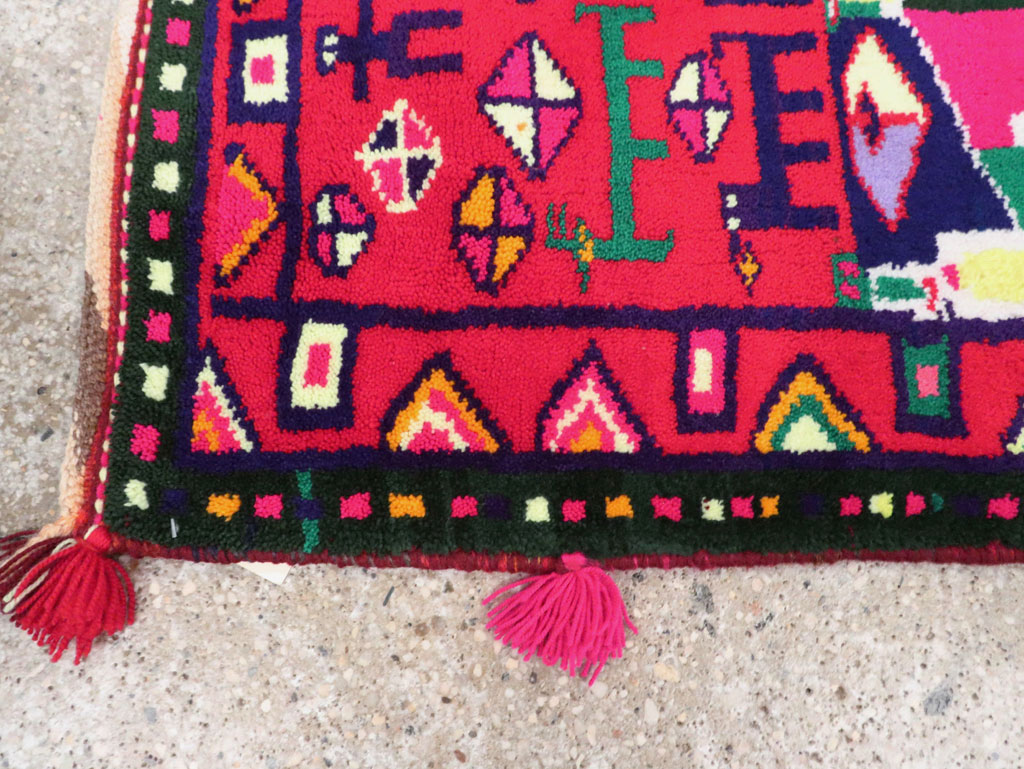 Vintage Persian Kurd Boho Chic Throw Rug, No.27129 - Gss