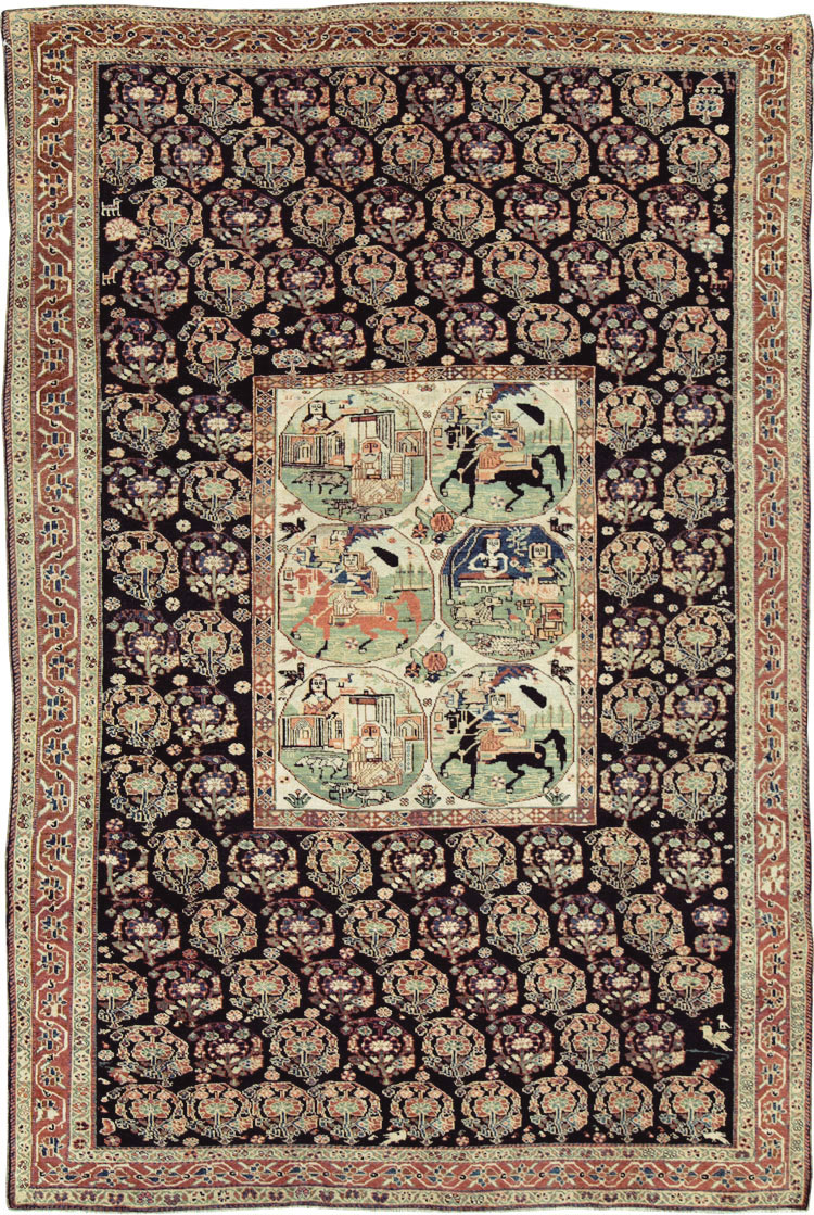 Antique Persian Pictorial Shiraz Carpet, No.27143 - Gss