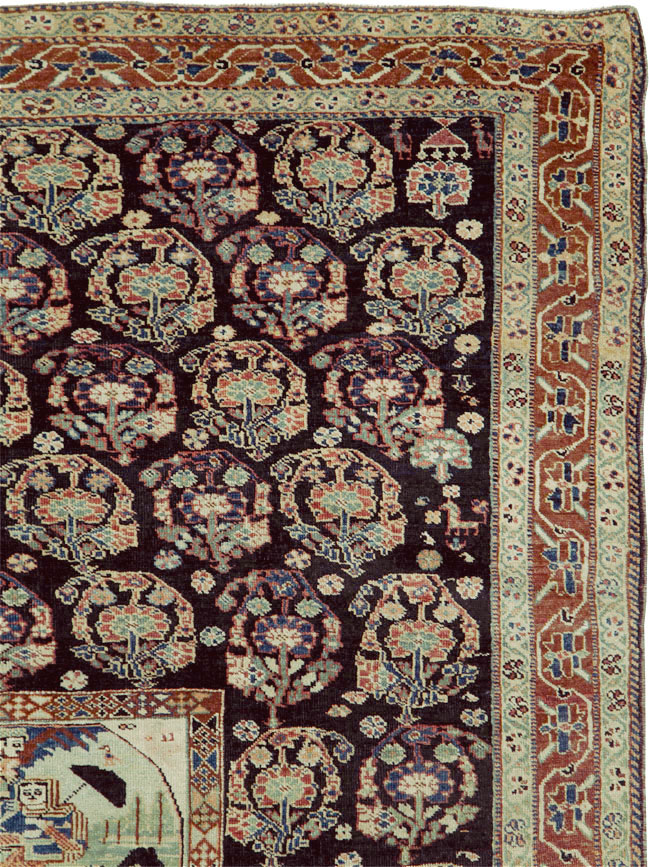 Antique Persian Pictorial Shiraz Carpet, No.27143 - Gss