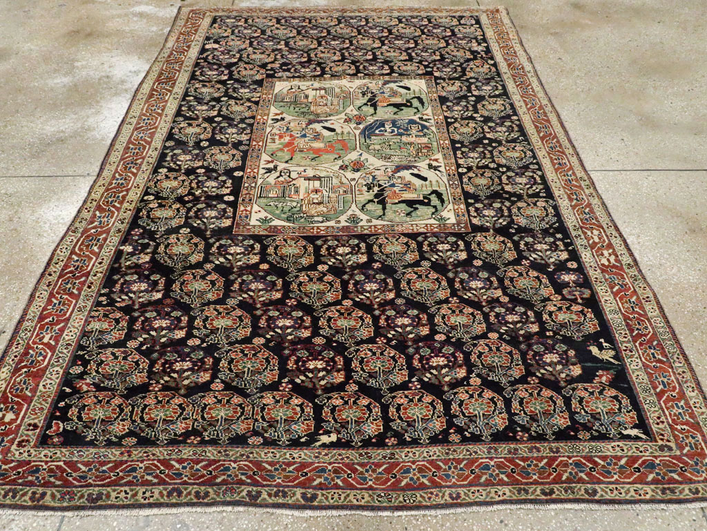 Antique Persian Pictorial Shiraz Carpet, No.27143 - Gss