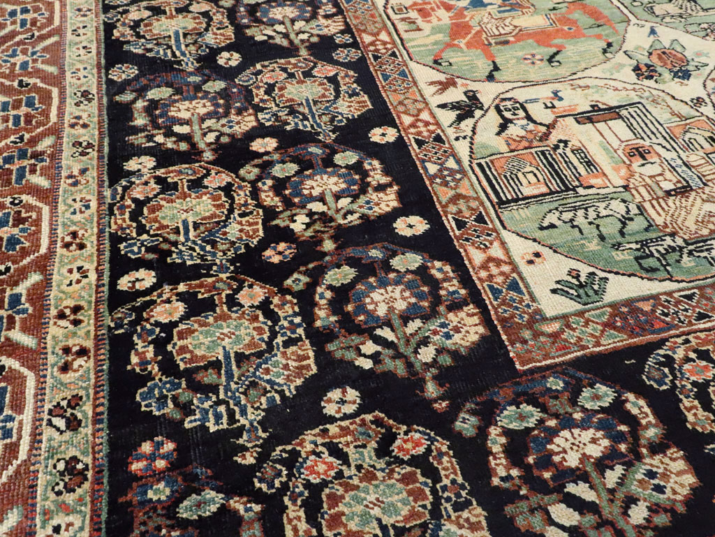 Antique Persian Pictorial Shiraz Carpet, No.27143 - Gss