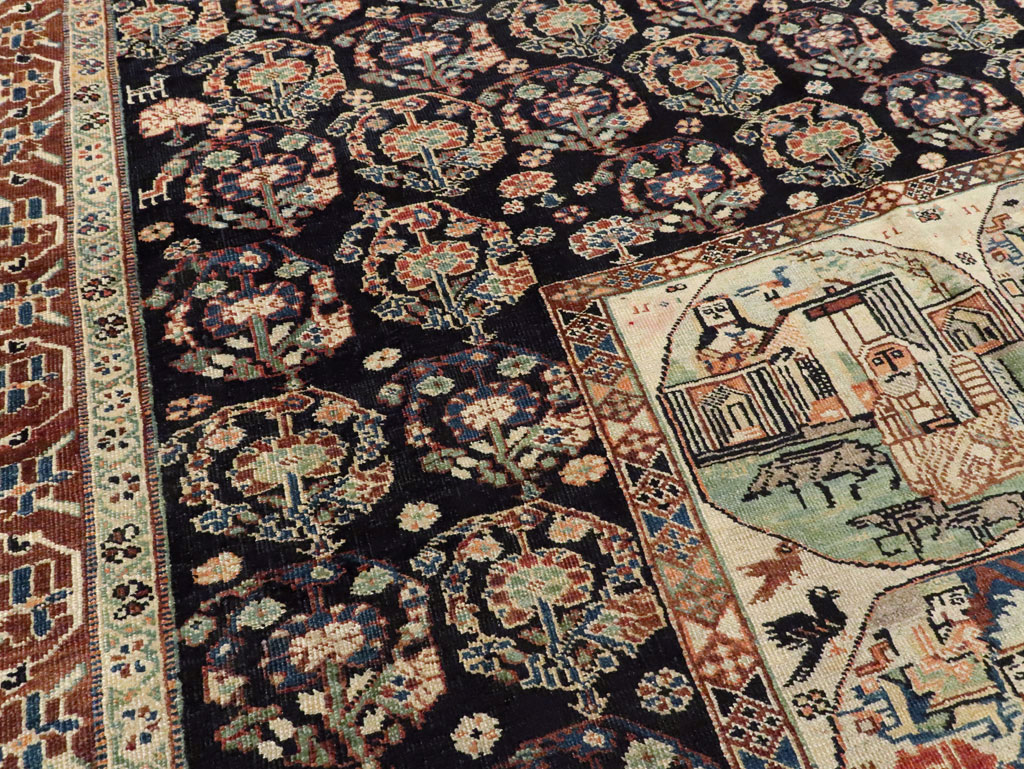 Antique Persian Pictorial Shiraz Carpet, No.27143 - Gss