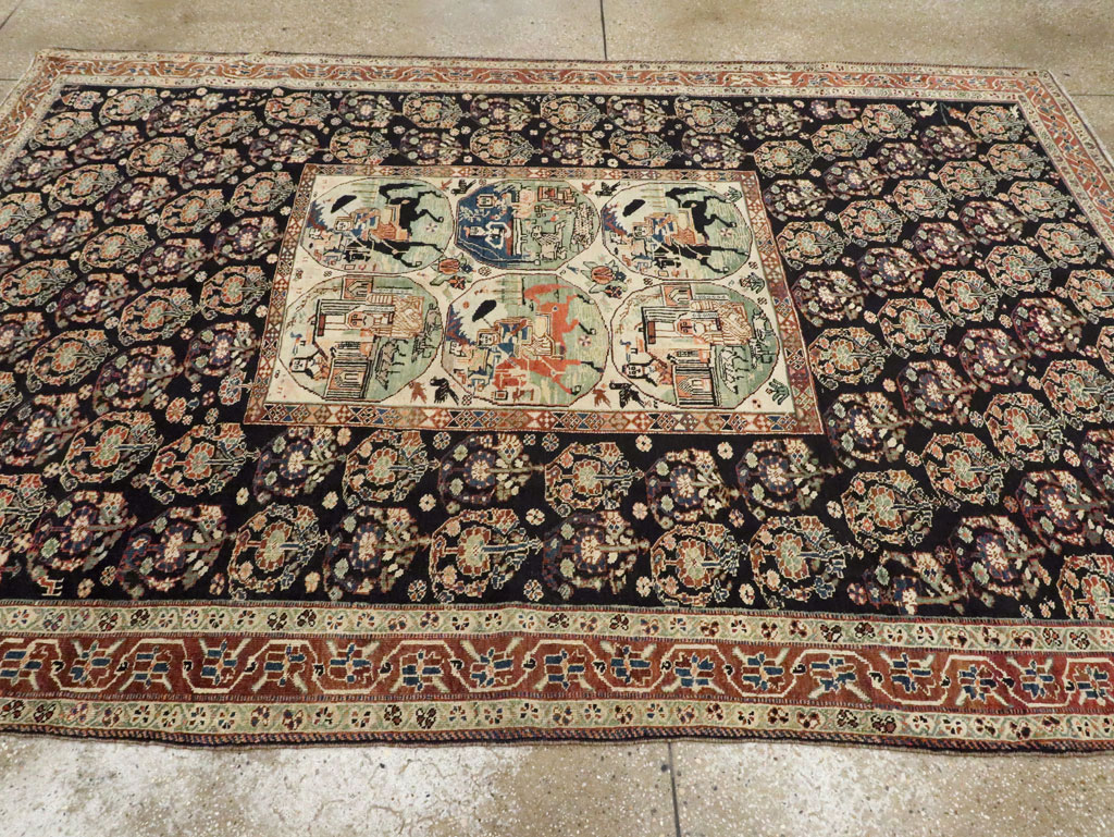 Antique Persian Pictorial Shiraz Carpet, No.27143 - Gss