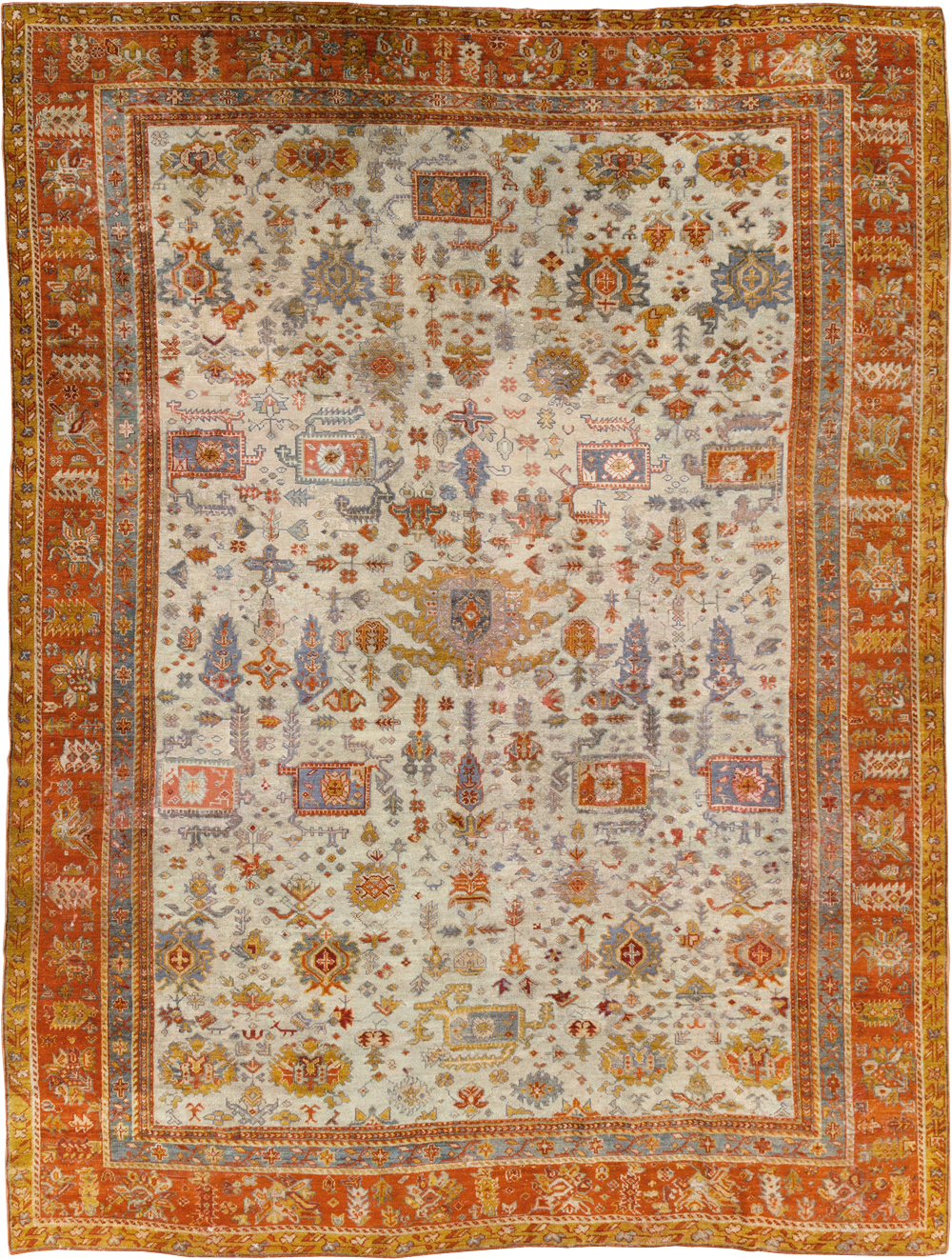 Antique Turkish Oushak Room Size Carpet, No.27254 - Gss