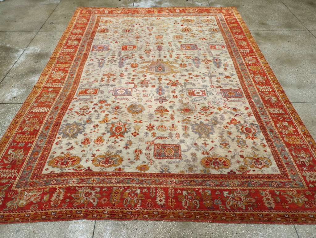 Antique Turkish Oushak Room Size Carpet, No.27254 - Gss
