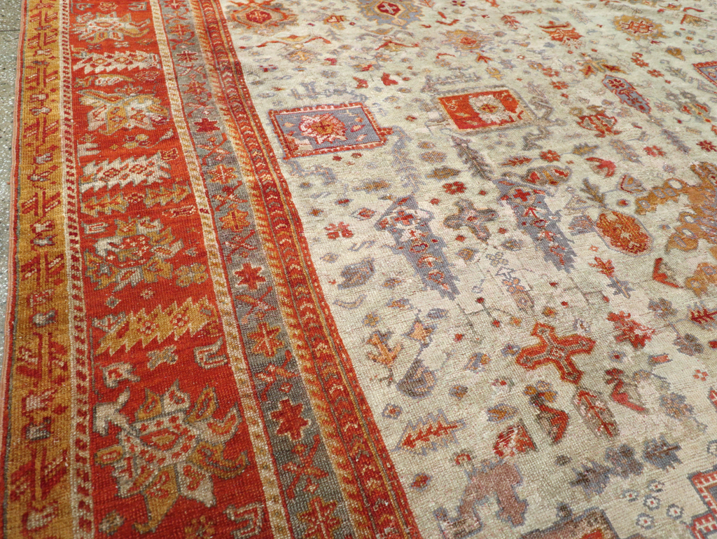 Antique Turkish Oushak Room Size Carpet, No.27254 - Gss