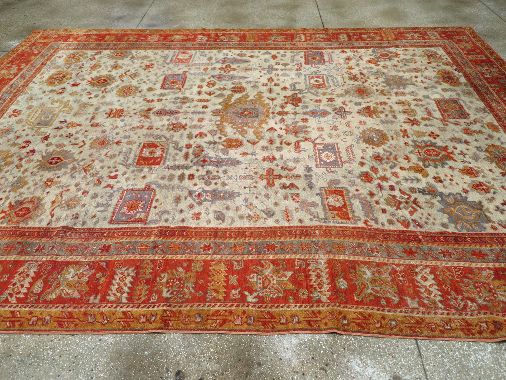 Antique Turkish Oushak Room Size Carpet, No.27254 - Gss